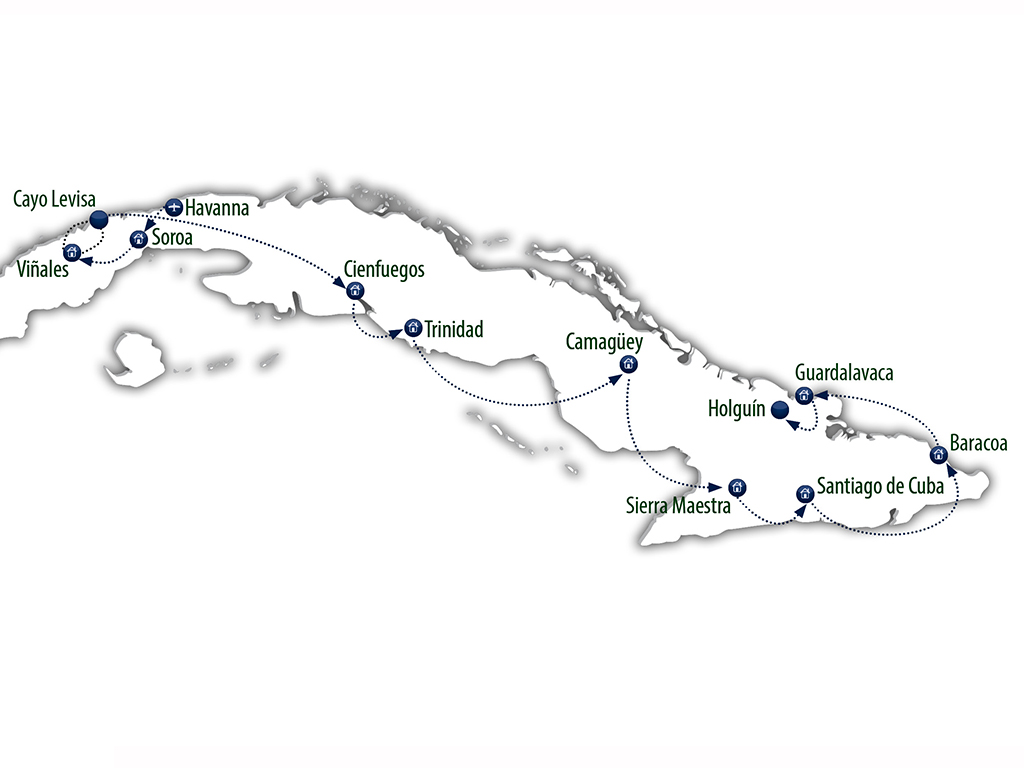 Route van de reis Cuba XXL 