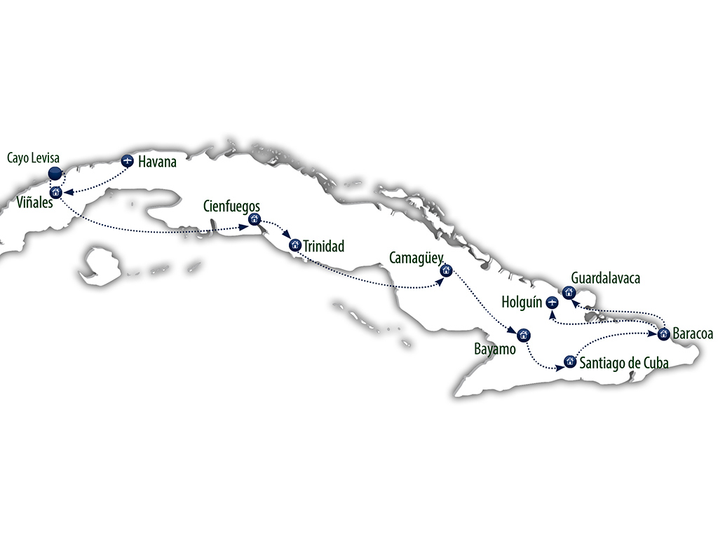 Route van de reis Ontdek Cuba 