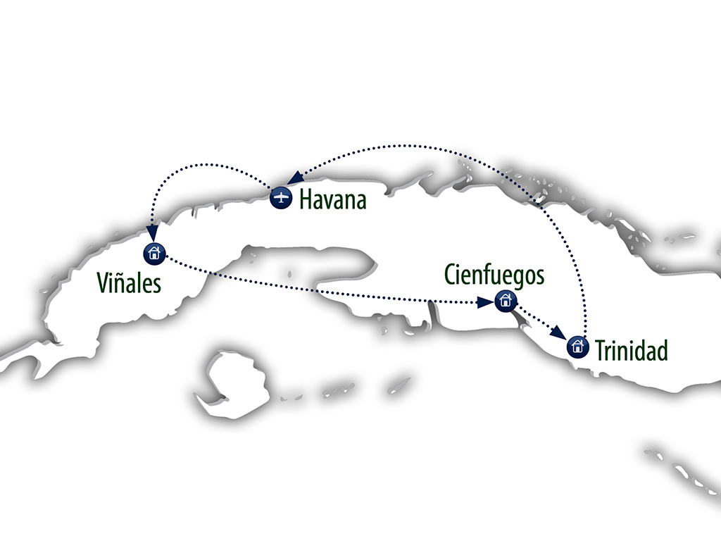 Route van de reis Cuba Hoogtepunten